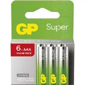GP Super G-Tech Alkaline AAA batterijen, 6 stuks (LR03)