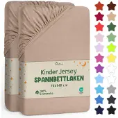 NatureMark Jersey hoeslaken hoeslaken, 100% katoen, 70x140cm (pak van 2), zand