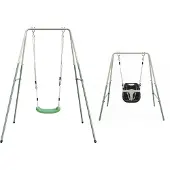 Axi Metalen Meegroeischommel met Babyzitje en Schommelzitje in Groen en Crème | 2-in-1 Kinderschommel voor Baby's en Kinderen - Schommel met Frame | Voor in de Tuin - vanaf 12 maanden