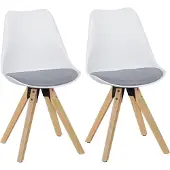 Wohnling Set van 2 retro eetkamerstoelen LIMA, wit/grijs | Beklede stoel