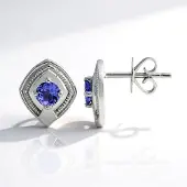 Cavill - Zilveren Oorbellen - 925 Sterling Zilver met Palladium - 0,51 ct Ronde Briljant Tanzaniet - Elegant, Tijdloos Design - 11 mm