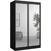 Mzm24 Schuifdeurkast met spiegel, model Como 2D2L, 120 cm, zwart