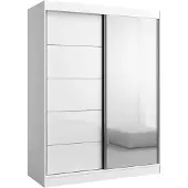 Mzm24 Schuifdeurkast met spiegel, model Como 2D1L, 150 cm, wit (Lacobel)