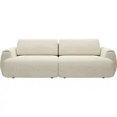 Vente-unique Vierzitsslaapbank van beige gemêleerde stof MONELIA