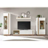 IMV Clair wandmeubel 320cm, wit/glanzwit - "grandson eik" woonkamerwand