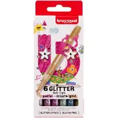 Bruynzeel glitterviltstiften - 6 kleuren - pastel