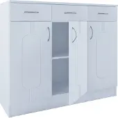 VCM Houten ladekast dressoir dressoirkast Balia 3 lade draaideuren