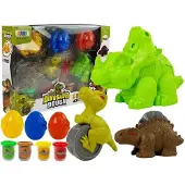 Lean Toys 8523 Klei met dinosaurussen – eieren en vormpjes, 12 stuks, 4 kleuren