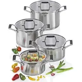 Küchenprofi Bologna 4-delige steelpannenset, Pan + steelpan, Zwart