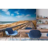 A.S. Création Fotobehang duinen en strand in beige blauw