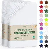 NatureMark Jersey hoeslaken hoeslaken, 100% katoen, 70x140cm (set van 2), wit
