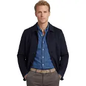 Profuomo Wool Button overshirt donkerblauw
