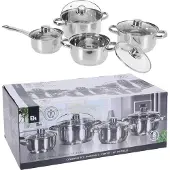 Excellent houseware Excellent Keuken Set RVS Kookgerei - 8 stuks, Inclusief 4 Pannen en 4 Glazen Deksel