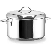 Habonne kookpan van roestvrij staal, 16 cm met deksel - duurzame kookpan, zilverkleurig