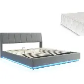 En.casa Tweepersoonsbed Tröstiar met matras en LED 180x200 cm antraciet []