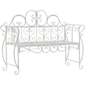 CLP Minna Tuinbank - metalen bank - armleuningen - art nouveau - 180 kg - antiek/wit