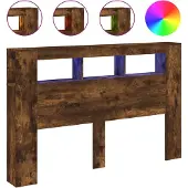 vidaXL Hoofdeinde met LED 160x18,5x103,5 cm bewerkt hout gerookt eiken