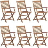 vidaXL Tuinstoelen 6 st inklapbaar met kussens massief acaciahout