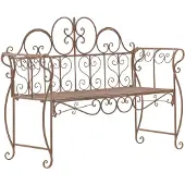 CLP Minna Tuinbank - metalen bank - armleuningen - art nouveau - 180 kg - antiek bruin
