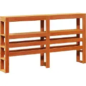vidaXL Hoofdbord met schappen 150 cm massief grenenhout wasbruin