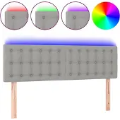 vidaXL Hoofdbord LED 144x5x78/88 cm stof lichtgrijs