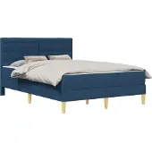 vidaXL Bedframe met matras met hoofdeinde Blauw 120 x 200 cm Stof