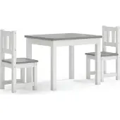 vidaXL 3-delige Kindertafel- en stoelenset MDF wit en grijs