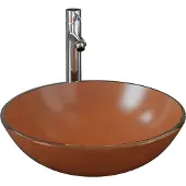 Syfax Wastafel met kraan en pop-up afvoer gehard glas bruin
