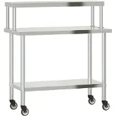Syfax Keukenwerktafel met bovenschap 110x55x120 cm roestvrij staal