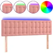 vidaXL Hoofdbord LED 144x5x78/88 cm fluweel roze