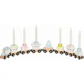 Goki Kaarsenhouder: VERJAARDAGSTREIN L56,5cm, hout, met verwisselbare nummers 1-6, 14-delig