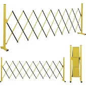 Mendler Aluminium afschermingshek HWC-B34, scharnierhek, uitschuifbaar beschermingshek, 103x32-265 cm geel-zwart