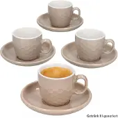 MamboCat Hexa Beige 4-delig set espressokopjes met schoteltjes van keramiek – Q96001460