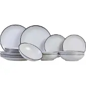 Cosy & Trendy Serviesset Speckle - Wit 18-delig / 6 personen - 6 dinerborden, 6 diepe borden en 6 ontbijtborden