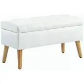 HOMCOM -Sitzbank-Polyester, Schaumstoff-80L x 35B x 42H cm-Weiß