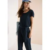 Cecil Dames Jumpsuit met straight leg en structuur - Blauw - M
