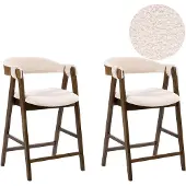 Beliani DAY - Barstoelen set van 2 - Donkerbruin/Lichtbeige - Bouclé