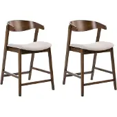 Beliani LILLY - Barstoel set van 2 - Donkerbruin/Beige - Polyester