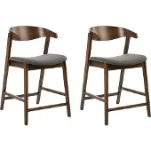 Beliani LILLY - Barstoel set van 2 - Donkerbruin/Groen - Polyester