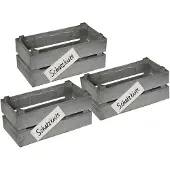UNUS Schatkist houten met kunststof inzet grijs 22x11x10 cm set van 3