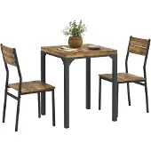 HOMCOM -Essgruppe-MDF, Metall-60L x 60B x 76H cm-Rustikal-Braun