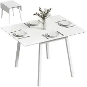 HOMCOM - eettafel - opklapbaar - dennenhout - wit