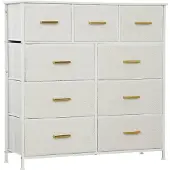 HOMCOM -Kommode-Polyester, Spanplatte-100L x 30B x 99H cm-Cremeweiß