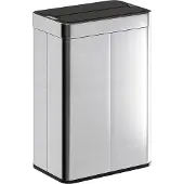 HOMCOM Sensor Bin-Roestvrij Staal, Kunststof-41L x 26,5B x 59H cm-Zilver