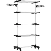 HOMCOM -Wäscheständer-Edelstahl, ABS-142L × 55B × 172H cm-Schwarz