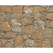 AS-Creation Vliesbehang 95863-1 Best of Wood'n Stone 2 steenoptioek oranjebruin