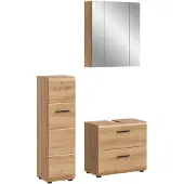 Furnilux Moderne badcombinatie met spiegelkast en wastafel 3-delige set in artisan oak