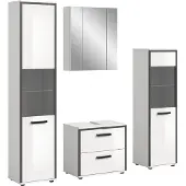Furnilux Moderne 4-delige badcombinatie spiegelkast- hoge kast en wastafel stijlvolle