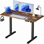 Relaxdays Verstelbare bureau met beeldschermhouder, donkerbruin-zwart