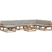 vidaXL Buiten bank set 9 st Natuurlijk en Licht Grijs